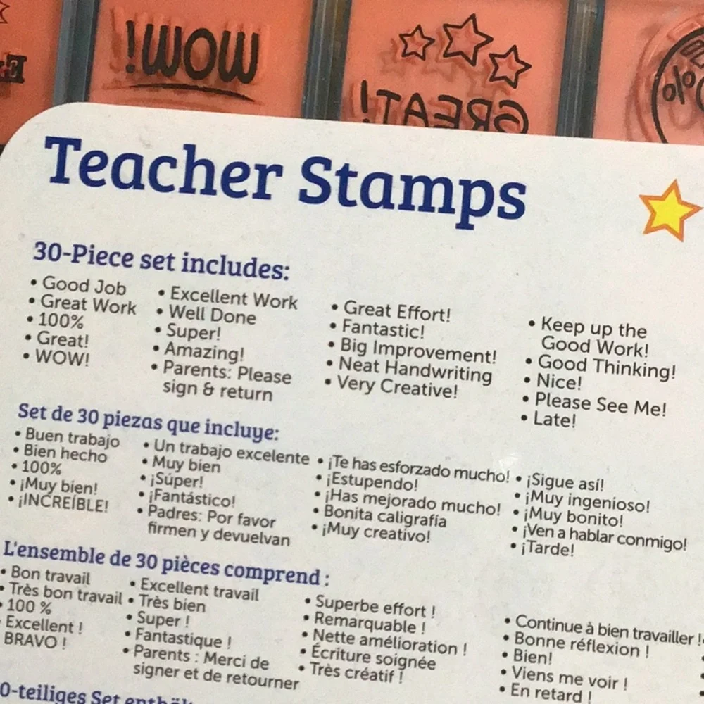 NWT set of 30 Teacher Stamps with Case